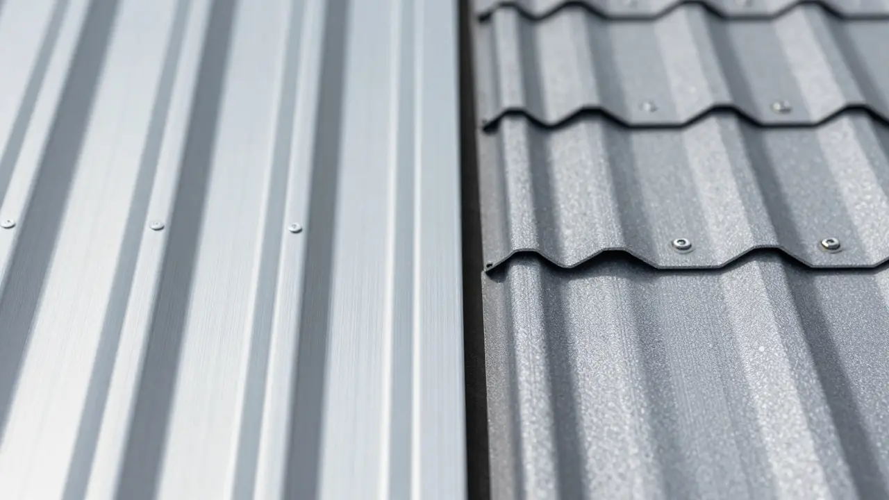 Makroaufnahme zeigt Unterschied zwischen glattem Falz und profiliertem Blech.