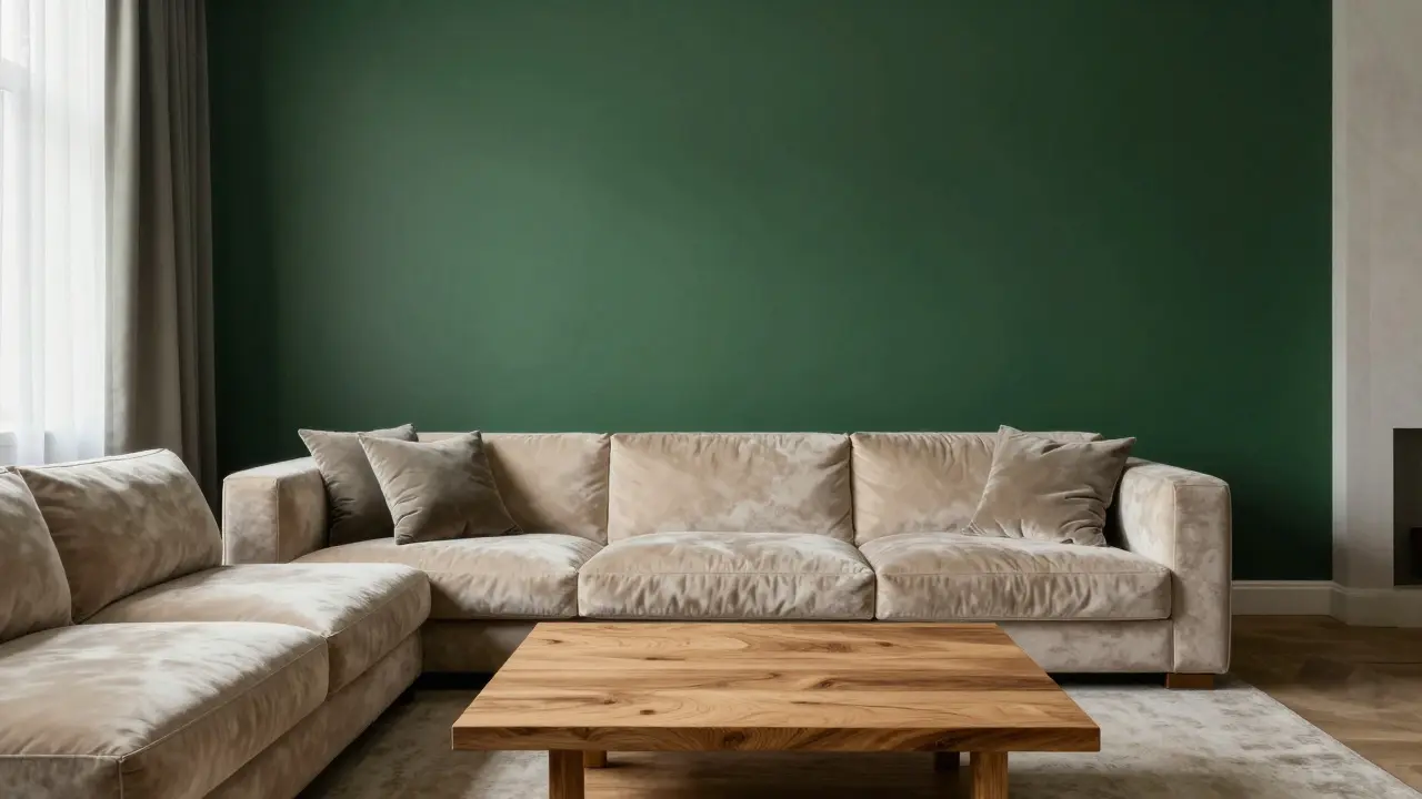 Wohnzimmer in Dunkelgrün gestalten: Edle Akzente mit tiefen Farbtönen