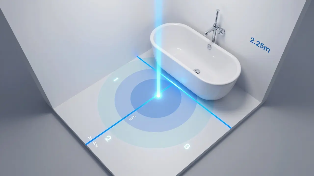 3D-Visualisierung der Badzonen mit farblich markierten Sicherheitsbereichen.