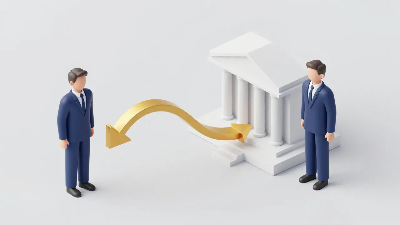 Konzeptuelle Darstellung des Reverse-Charge-Verfahrens beim Steuertausch