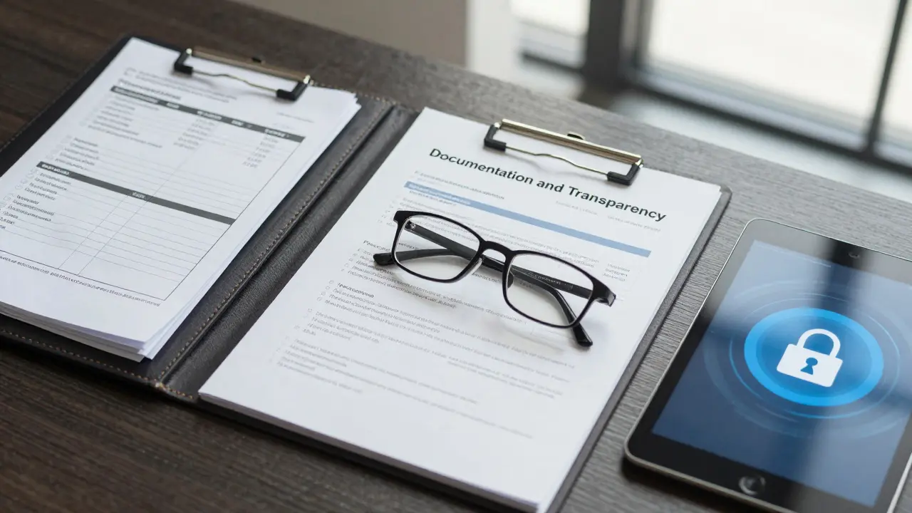 Ordner mit Steuerbelegen und Dokumenten zur transparenten Deklaration von Auslandseinkünften.