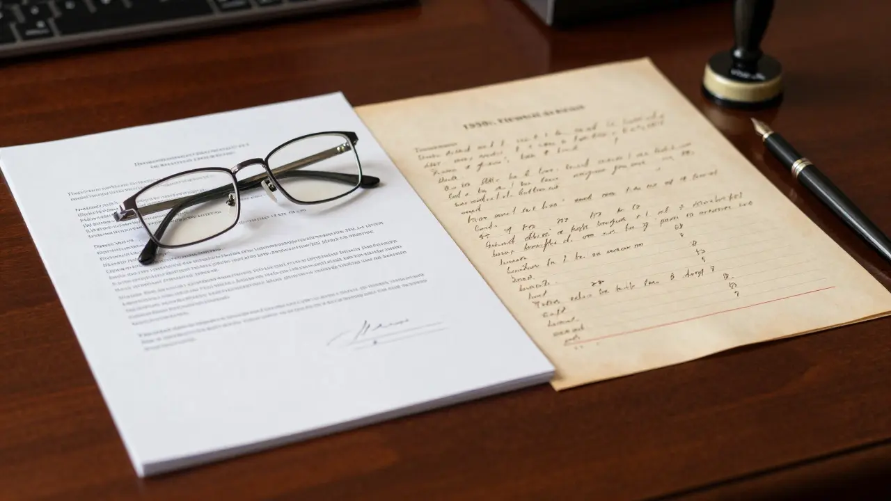 Vergleich zwischen einem modernen digitalen Grundbuchauszug und einem alten Register