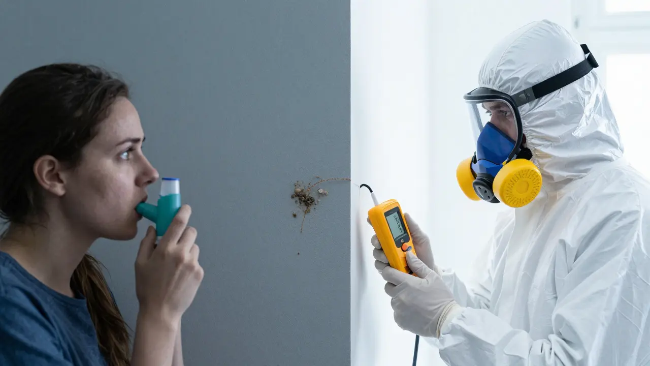 Vergleich zwischen gesundheitlichen Risiken durch Schimmel und einer professionellen Untersuchung.