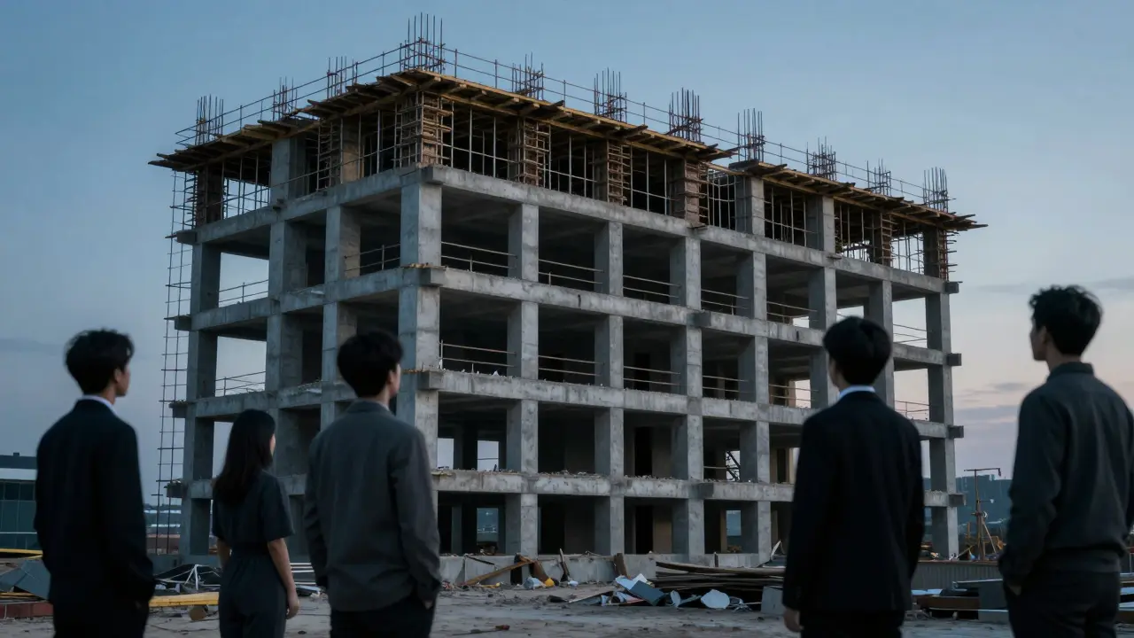 Half-built construction site symbolizing housing shortage