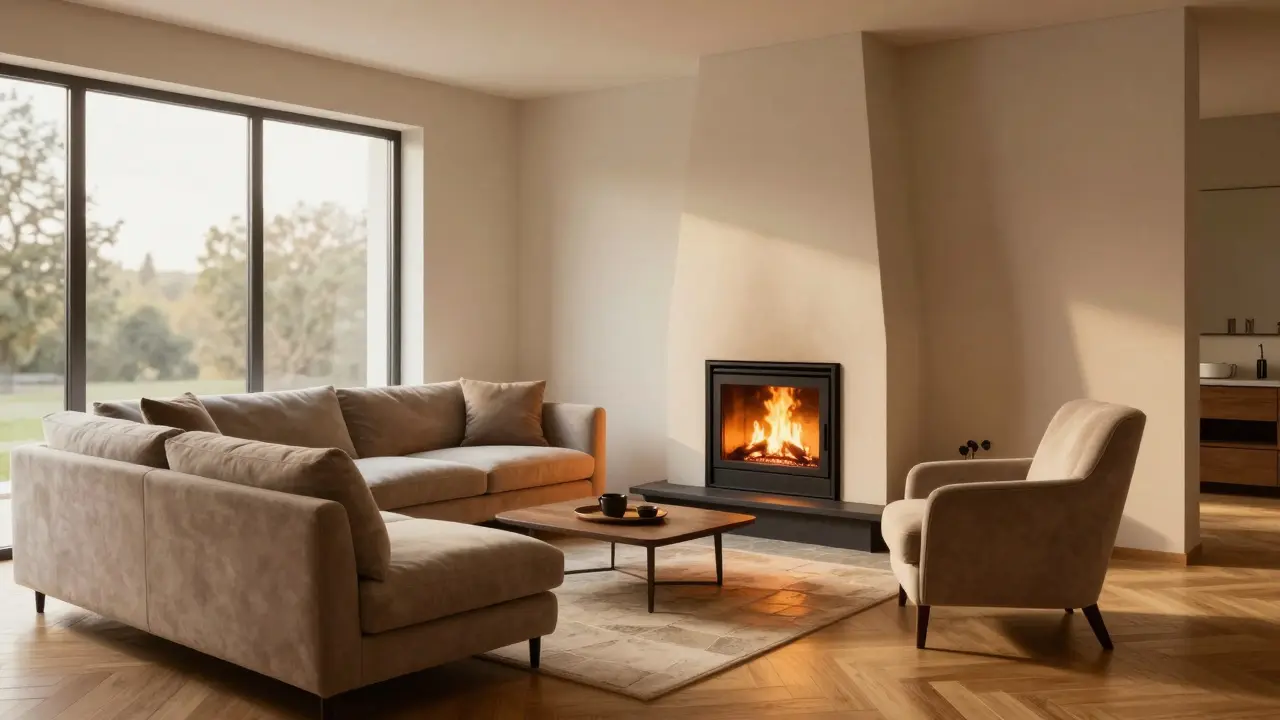 Wohnzimmer mit Kamin planen: Sitzordnung, TV-Position und Sicherheitsabstand