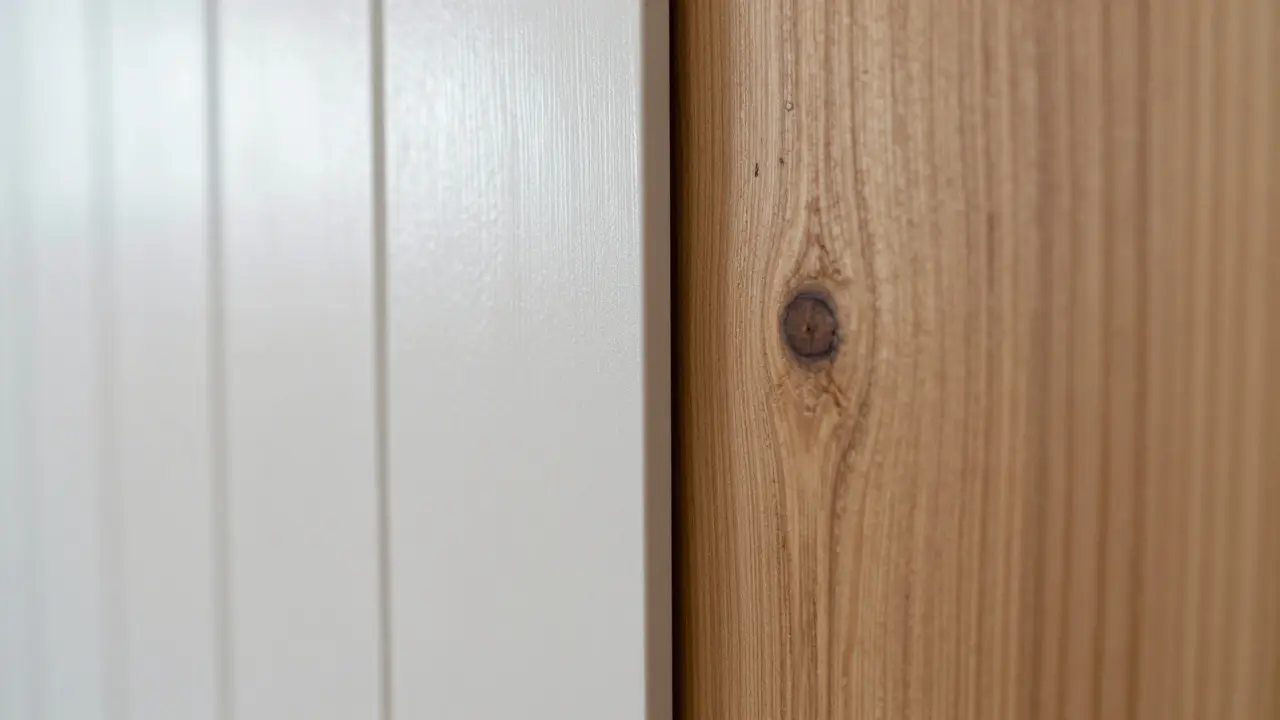 Detailvergleich: Synthetische Holzoptik neben massivem Echtholz