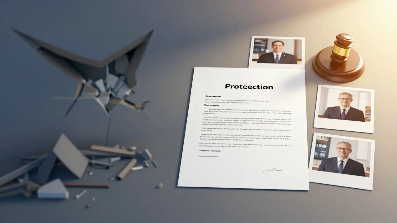 Symbolische Darstellung von rechtlicher Sicherheit durch Fotos