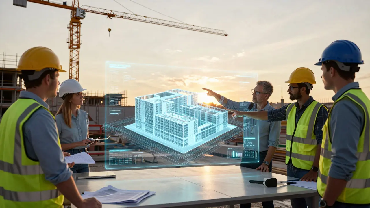 Team nutzt BIM-Hologramm auf Baustelle zur Planung