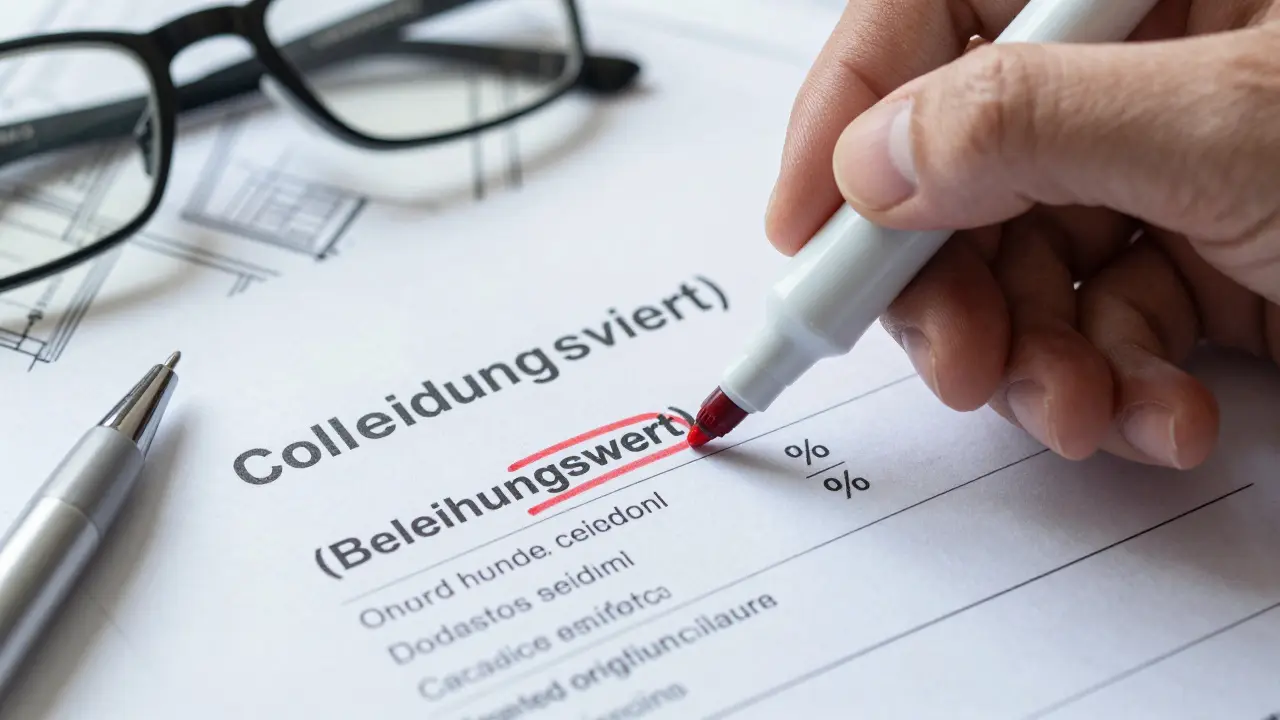 Hand hebt Prozentsatz auf Gutachten mit rotem Marker hervor