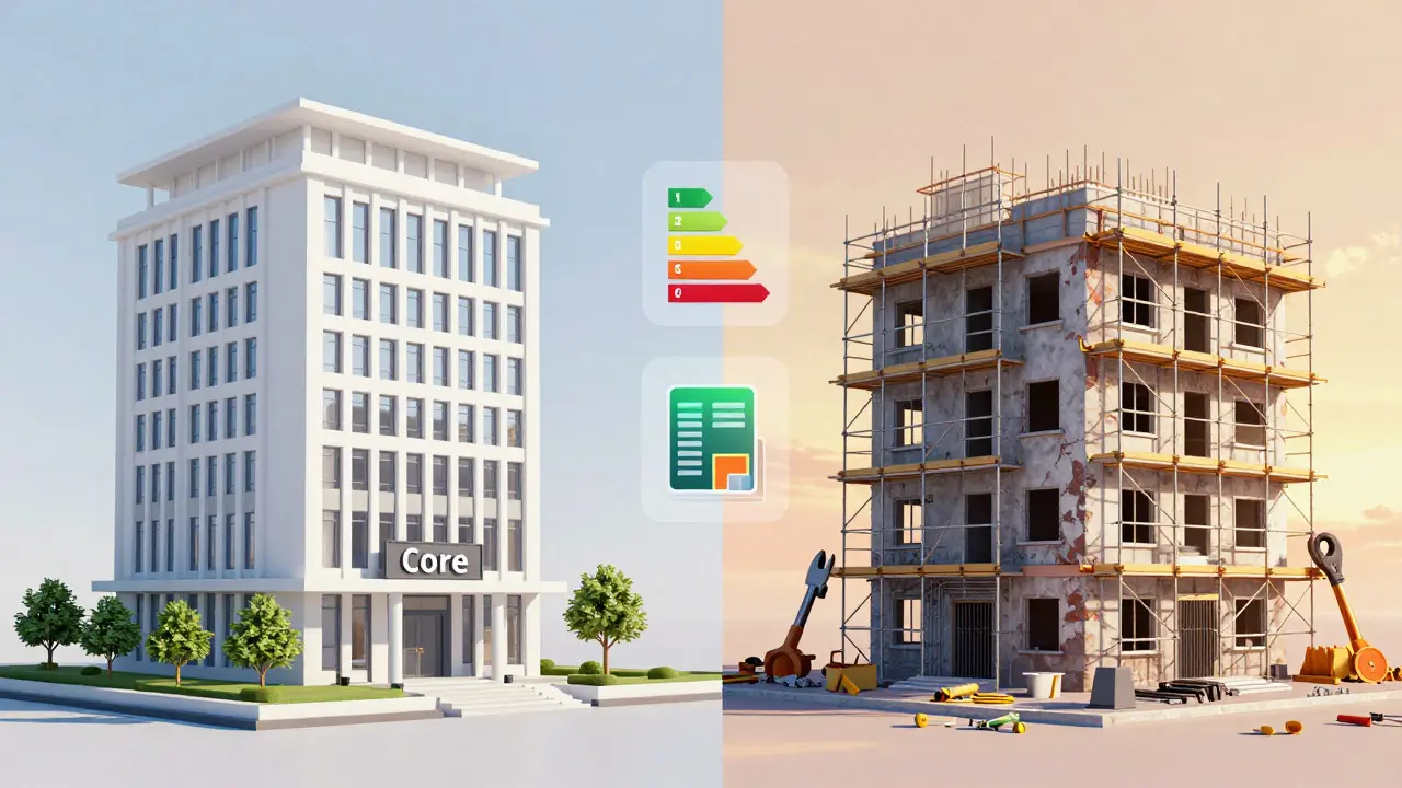 Kontrast zwischen sanierten Core-Objekten und renovierungsbedürftigen Value-Add-Immobilien