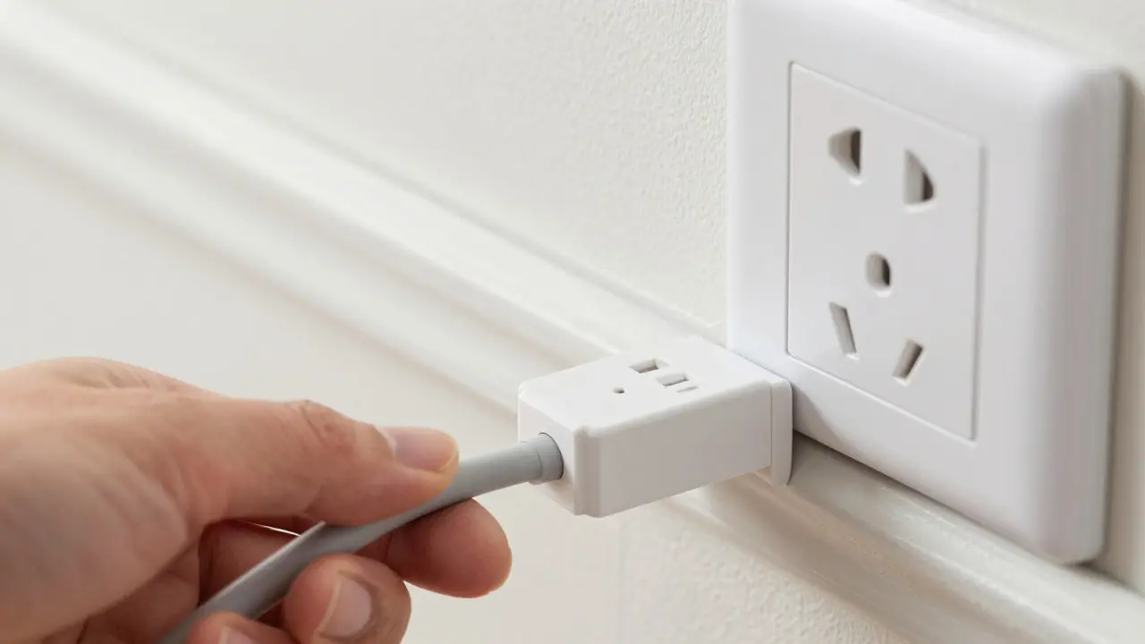 Installation von Kabelkanälen und Steckdosensicherungen an der Wand