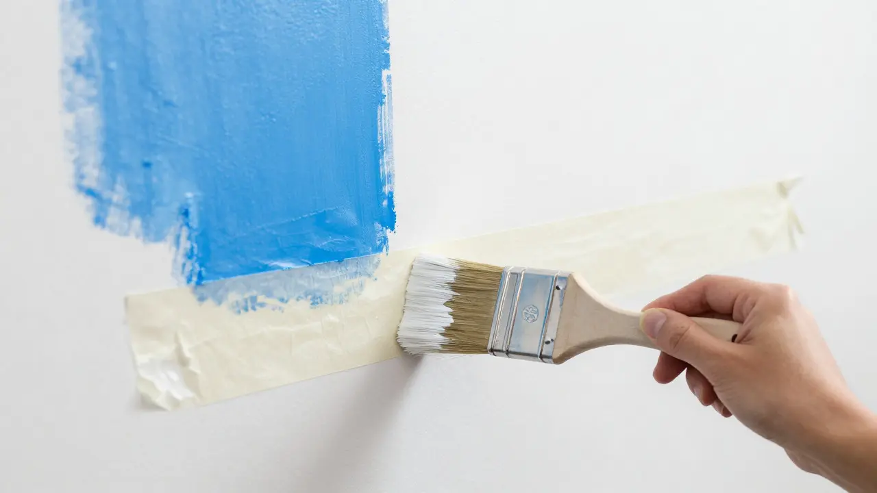 Konzeptionelle Darstellung des Vorstreichens mit weißer Farbe am Kreppband