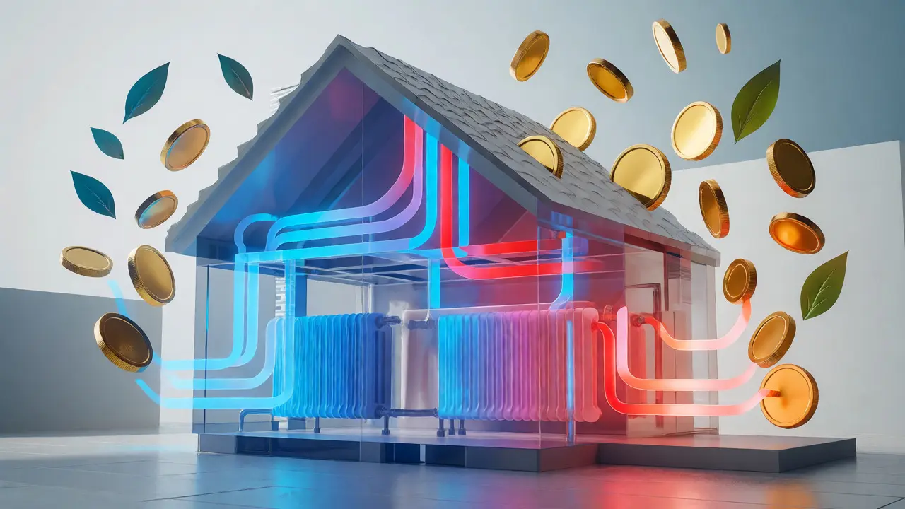 Konzeptdarstellung von gleichmäßiger Wärmeverteilung und Energieeinsparung